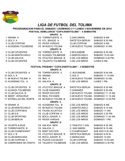 modificacion programacion del sabado 1, domingo 2, lunes de