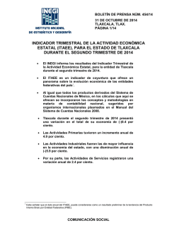 Comunicado de Prensa. Anuncia el INEGI la publicación del