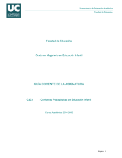 Guía docente de la asignatura: Corrientes Pedagógicas en