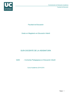 Gu&iacute;a docente de la asignatura: Corrientes Pedag&oacute;gicas en