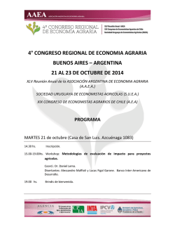 Programa - IV Congreso Regional de Economía Agraria y XLV