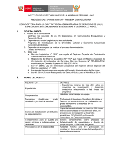 proceso cas n°0023-2014-iiap(primera convocatoria) - Instituto de