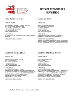 LISTA DE EXPOSITORES ALFAB&Eacute;TICO - Expo ANTAD