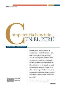 Competencia bancaria en el Perú - Banco Central de Reserva del
