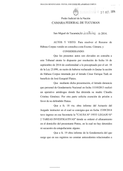 Beneficiario - Pintos, José Exequiel sobre habeas corpus - Fiscalia
