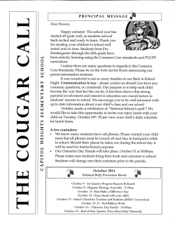 The Cougar Call October 2014 - Prince Georges County Public