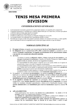 Norm.Tenis de Mesa Masc.1&ordf; Div. - UPV