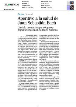 Aperitivo a la salud de Juan Sebasti&aacute;n Bach - Centro Nacional de