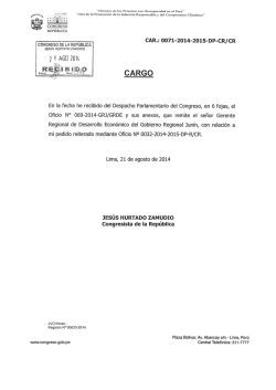 CAR.: 0071-2014-2015-DP-CR/CR CONGRESO DE LA REPÚBLICA