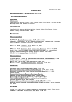 BIBLIOGRAFÍA obligatoria y recomendada 2014- 15 Deptº de inglés