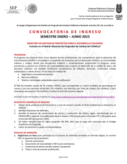 convocatoria para la maestría profesional - CIIDIR Unidad Oaxaca