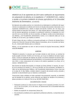 Anuncio de 23 de septiembre de 2014 sobre notificaci&oacute;n de