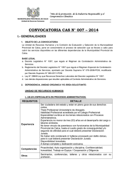 convocatoria cas n° 007 – 2014 - Municipalidad Provincial de Calca
