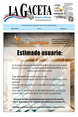 LA GACETA N° 210 de la fecha 31 10 2014