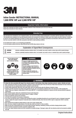 Inline Sander INSTRUCTIONAL MANUAL 1,600 RPM 1HP and - 3M