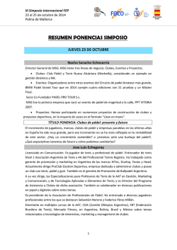 RESUMEN PONENCIAS SIMPOSIO - Federación Española de Pádel