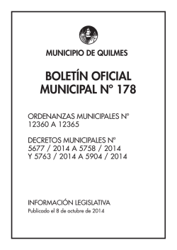 BOLET&Iacute;N OFICIAL MUNICIPAL N&ordm; 178 - Municipio de Quilmes