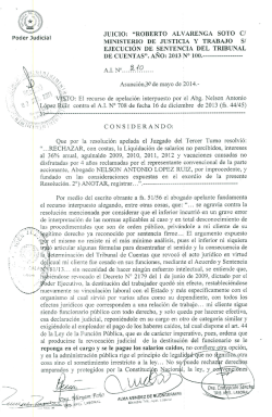 JUICIO: &ldquo;ROBERTO ALVARENGA SOTO C/ - Procuradur&iacute;a General