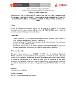 1 CONVOCATORIA N° 013-2014-UGC - Jóvenes a la Obra