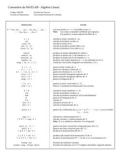 Resumen comandos Matlab - Universidad Nacional de Colombia