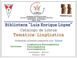 Catálogo LINGÜÍSTICA - PROEIB Andes