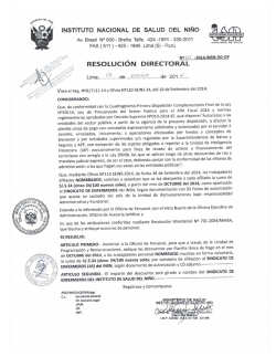  RESOLUCIÓN DIRECTORAL - Instituto Nacional de Salud del Niño