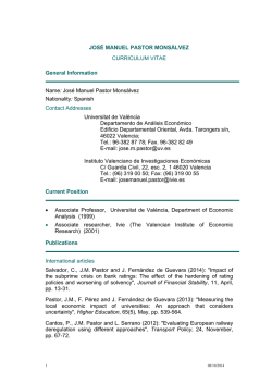 JOSÉ MANUEL PASTOR MONSÁLVEZ CURRICULUM VITAE - Ivie