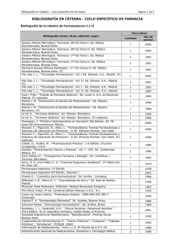 BIBLIOGRAF&Iacute;A EN C&Aacute;TEDRA - CICLO ESPEC&Iacute;FICO DE FARMACIA