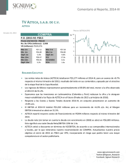 Comentario al Reporte, 2014-III TVAZTECA,SABDE CV - Latibex