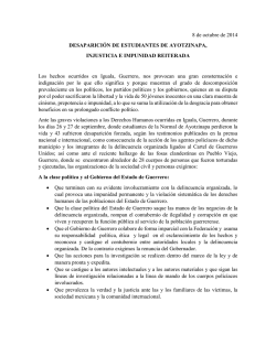 8 de octubre de 2014 DESAPARICIÓN DE ESTUDIANTES DE