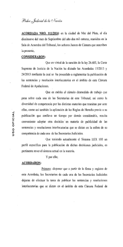 Acordada 111/14 Poder Judicial de la Nación - Colegio de