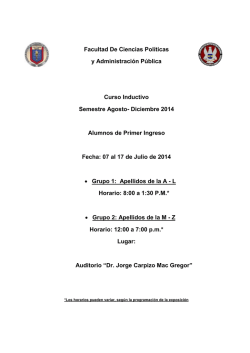 Curso Inductivo Agosto-Diciembre 2014 - Facultad de Ciencias