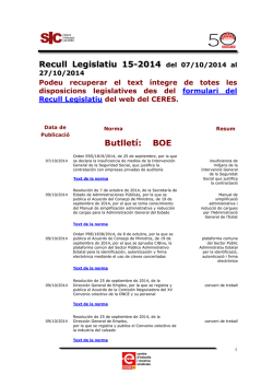 Recull Legislatiu 15-2014 Butlletí: BOE - CCOO de Catalunya