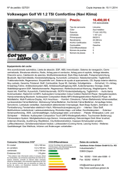 Volkswagen Golf VII 1.2 TSI Comfortline (Navi Klima) Precio