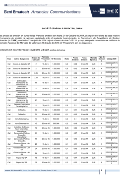 SOCI&Eacute;T&Eacute; G&Eacute;N&Eacute;RALE EFFEKTEN, GMBH Los - Bolsa de Madrid