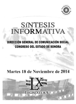 SÍNTESIS INFORMATIVA - H. Congreso del Estado de Sonora