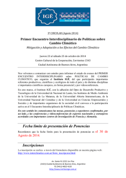 3° Circular (agosto de 2014) - Primer encuentro interdisciplinario de