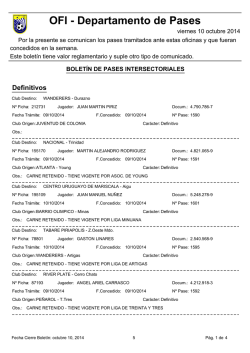 Bolet&iacute;n Pases OFI al 10/10/2014