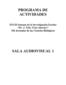 PROGRAMA DE ACTIVIDADES SALA AUDIOVISUAL 1
