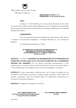 RESOLUCI&Oacute;N N&ordm; 3352/14 - D. - Facultad de Medicina - Universidad