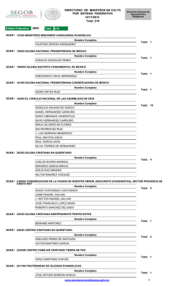 Directorio de Ministros de Culto por Entidad Federativa