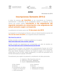 Inscripciones Semestre 2015-2 - FCA - UNAM