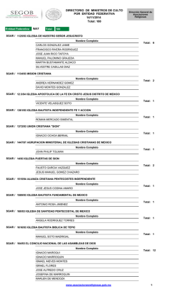 Directorio de Ministros de Culto por Entidad Federativa