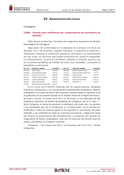 Notificaci&oacute;n por comparecencia de providencia de apremio