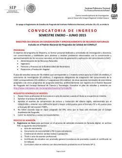 convocatoria para la maestría en ciencias - CIIDIR Unidad Oaxaca