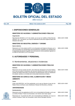 Sumario del BOE núm 249 de Martes 14 de octubre de 2014 - BOE.es