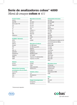 Serie de analizadores cobas® 4000 Menú de ensayos - Sistemas