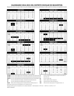 calendario 2014-2015 del distrito escolar de beaverton