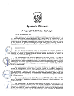 Resolución Directoral N° 373-2014-MINAM-SG/OGA - Ministerio del