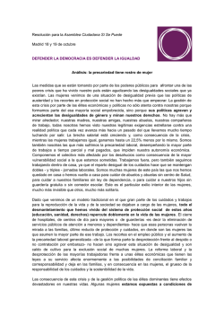 Resolución para la Asamblea Ciudadana Sí Se Puede Madrid 18 y
